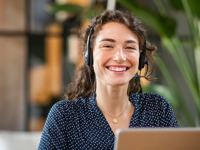 smiling woman with headset